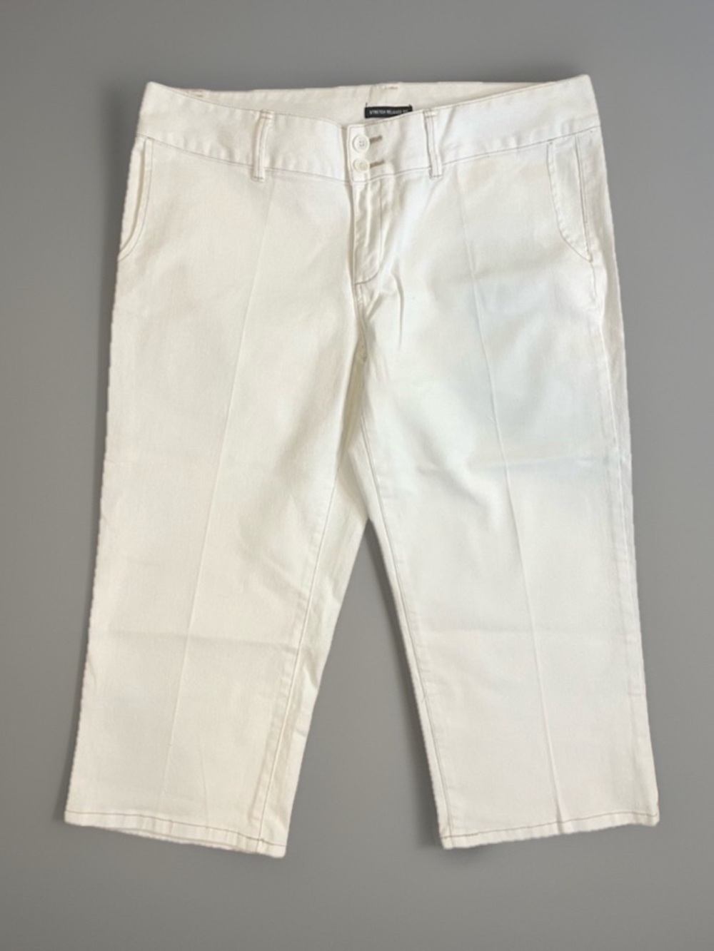 Axcess Stretch Relaxed Fit Cropped Denim Jeans Cotton White Size 16
